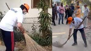 gwalior,Union Minister Scindia, joined cleanliness campaign, planted a broom