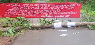 raipur,Naxalites cut trees ,banner posters