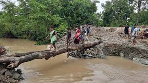 bejapur, CRPF personnel built , temporary bridge 