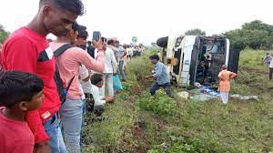 Sagar,  speeding bus ,control and overturned