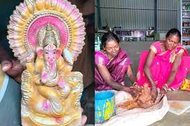 raipur,Women preparing, Ganesh idol