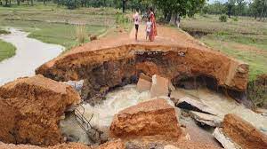 raipur,  bridge built , heavy rain