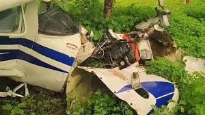 Aircraft crashes in Guna falls into two pieces