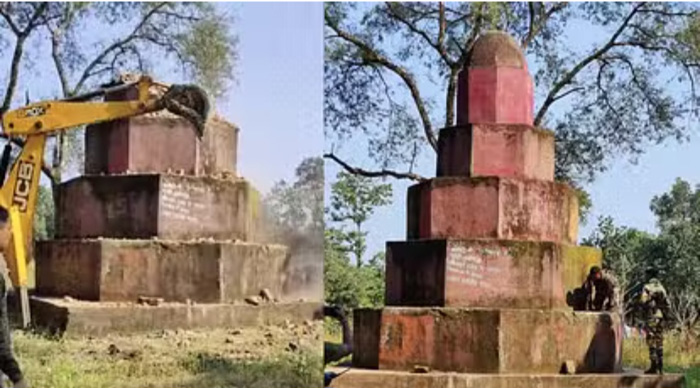 bijapur, Security forces demolished ,giant Naxalite monument