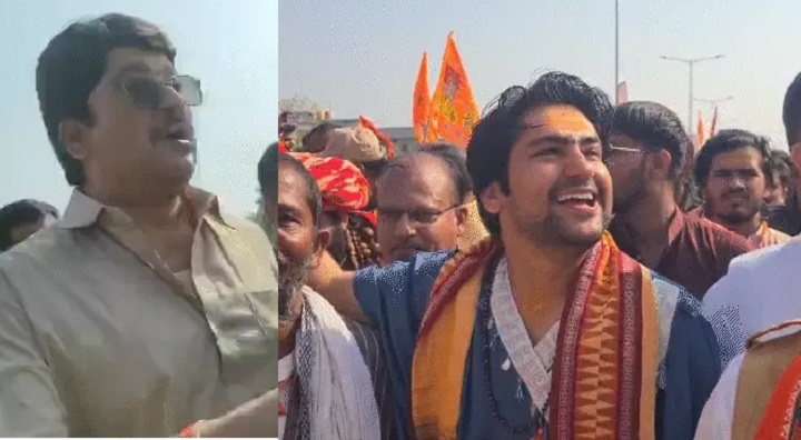 nimari,  Raja Bhaiya joined ,Pandit Dhirendra Shastri