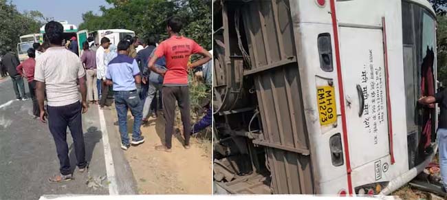 mumbai, 10 killed , bus overturn 