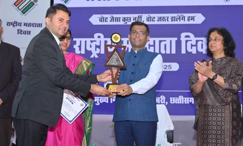 raigarh, Collector Kartikeya Goyal, state level honor  