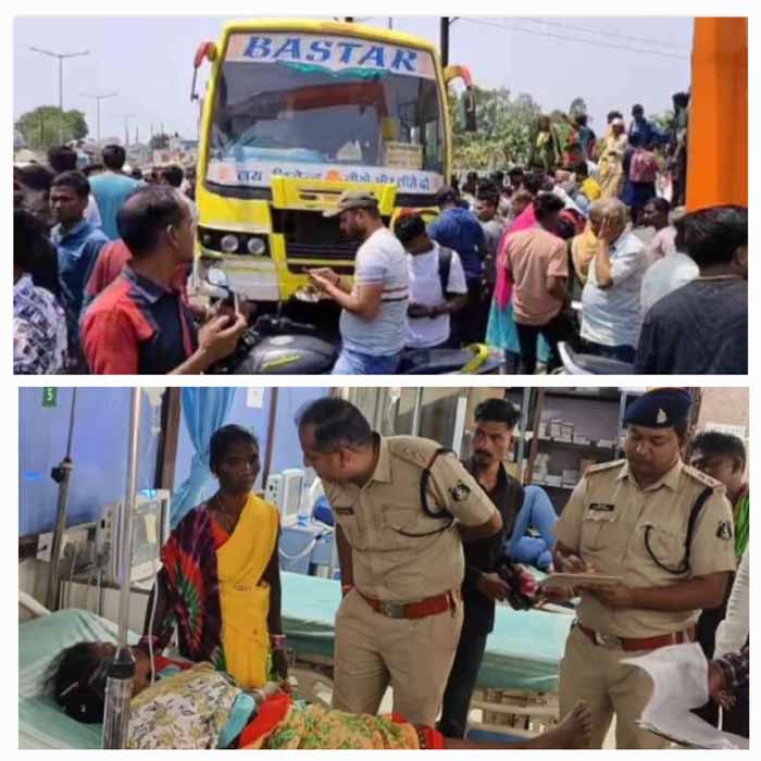 kondagaon,  motorcyclist standing , passenger bus