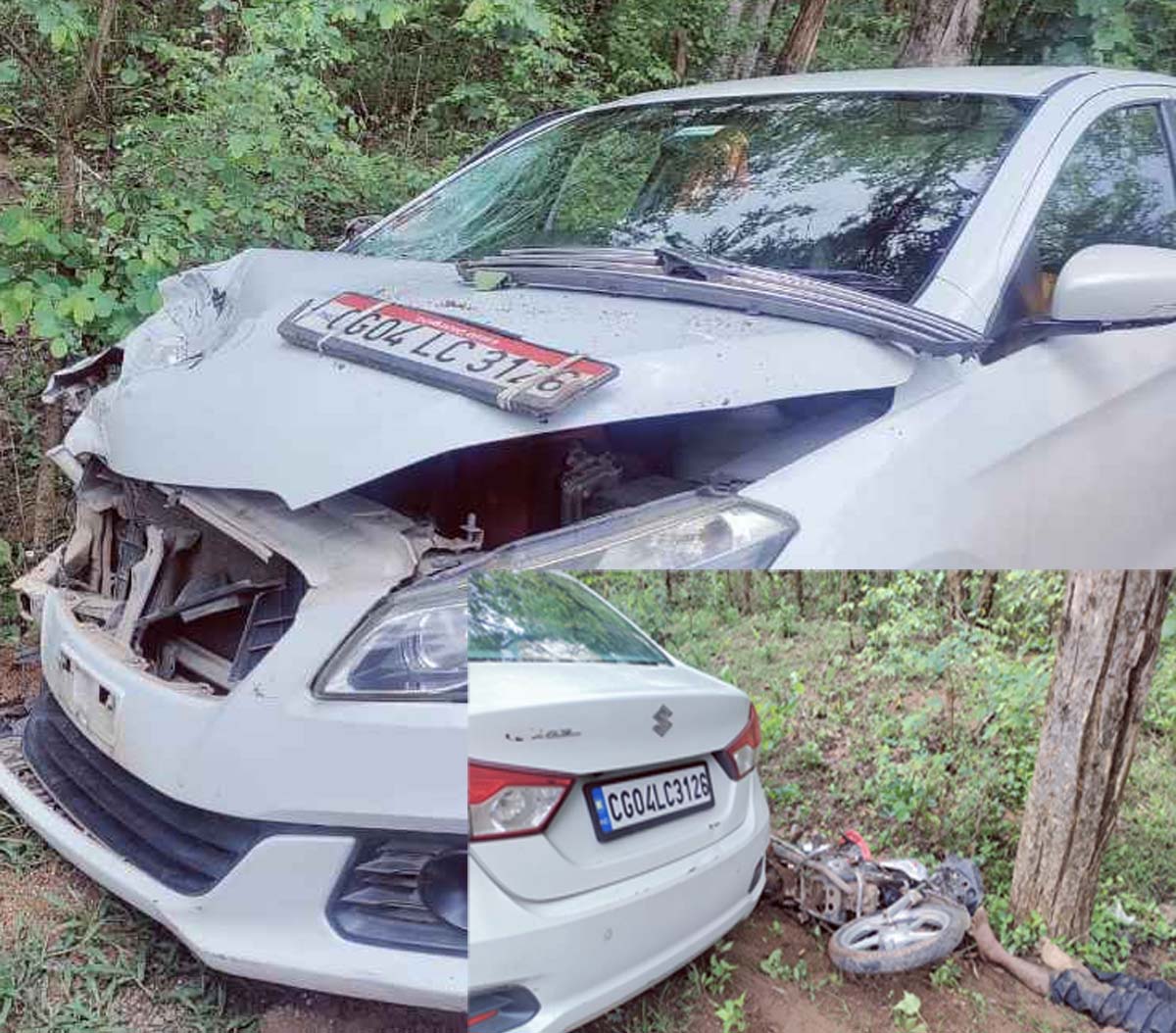 gariaband, Car hits , couple riding  