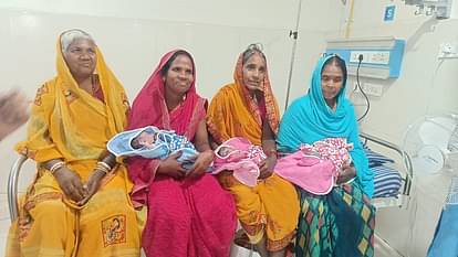 balrampur,  woman gave birth,  three children 