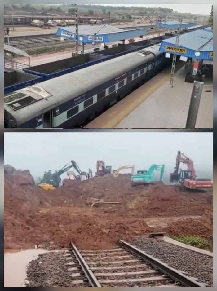 jagdalpur,   work of removing , landslide