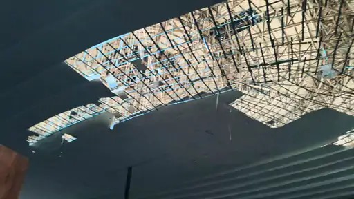 korba,   roof of a building ,collapsed in Korba