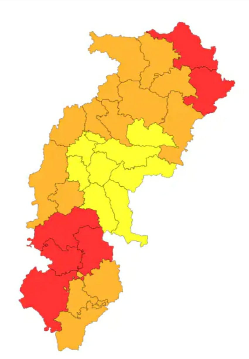 raipur, Red alert issued , heavy rain 