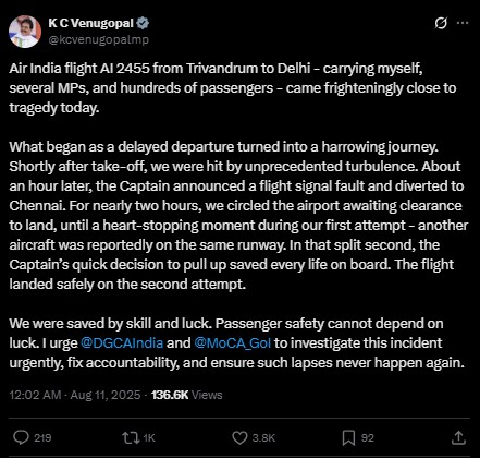 new delhi, Air India flight, Thiruvananthapuram to Delhi  