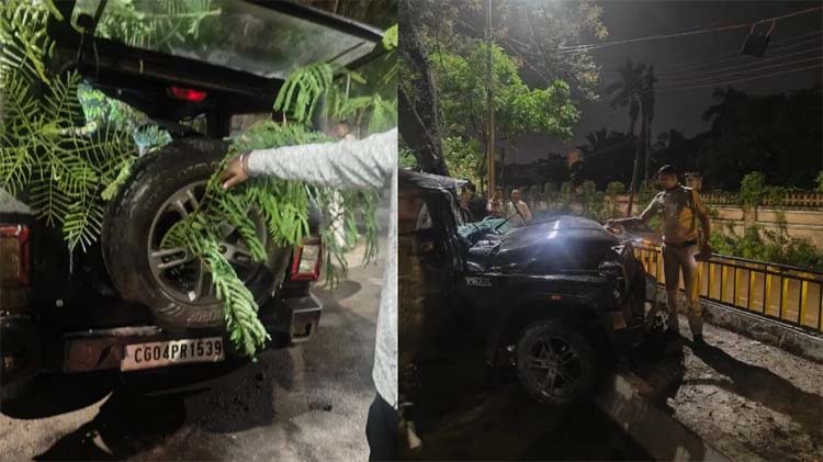 raipur, High speed car ,collided with tree