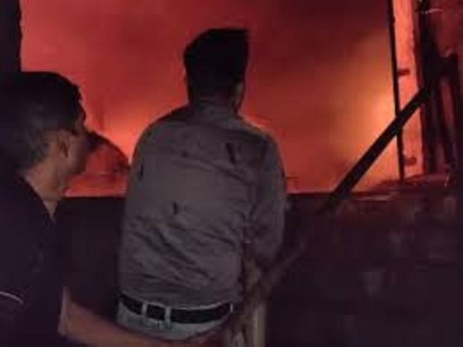 gwalior,  huge fire ,shoe factory 