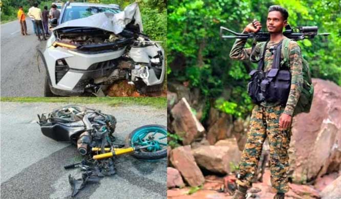 bijapur,  Bastar fighter jawan ,died   road accident