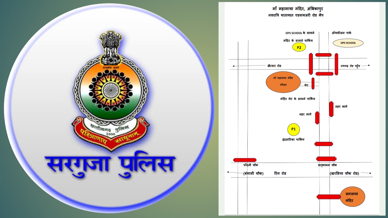 ambikapur,Traffic diversion, Mahamaya Temple route  