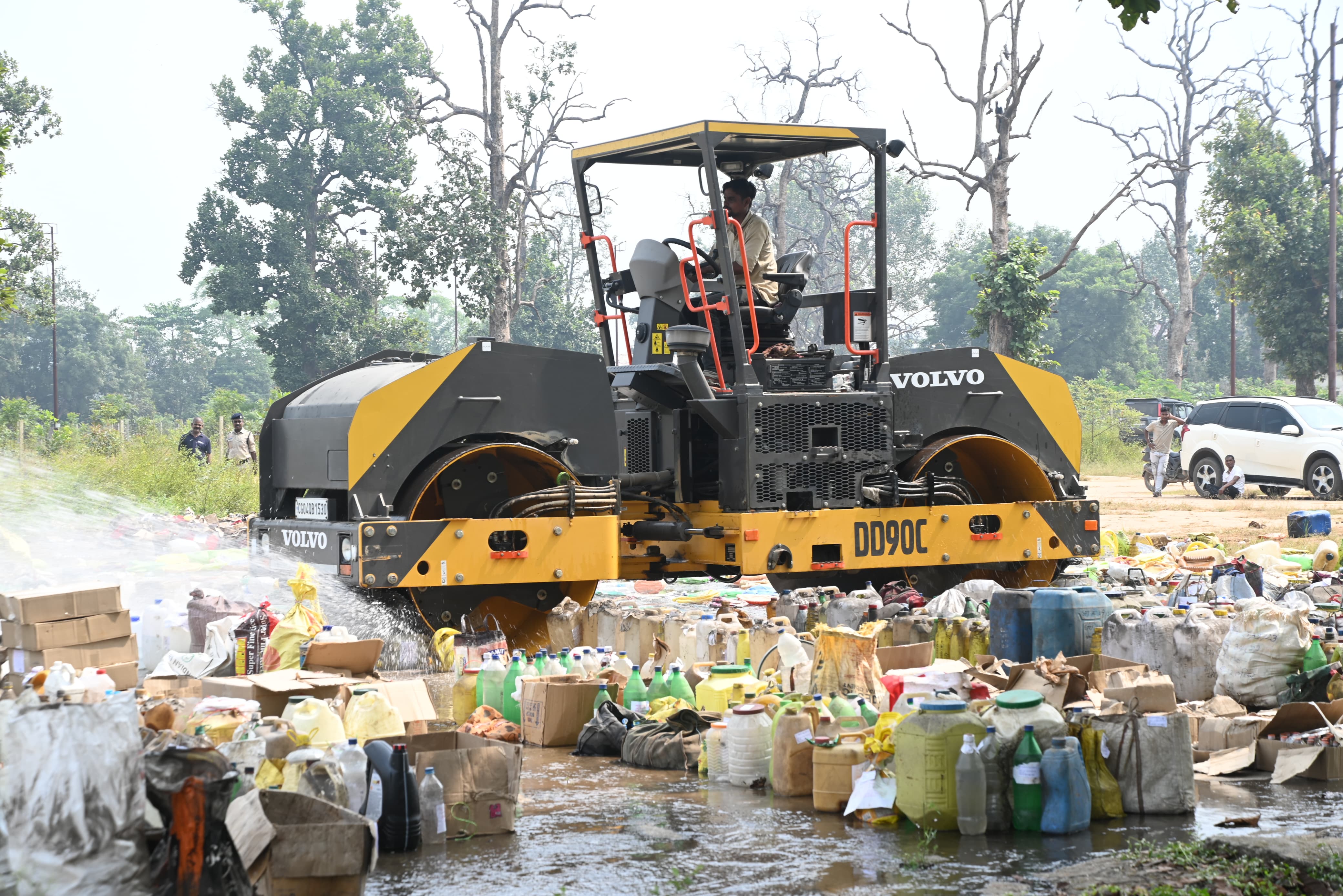 korba, Bulldozers run over , illegal liquor  