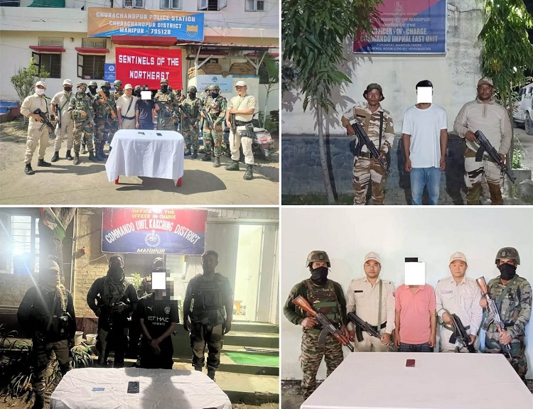 imphal, 4 militants arrested, separate operations