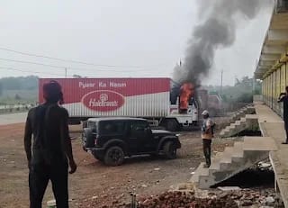 jabalpur,  trolley caught fire , high-tension line.