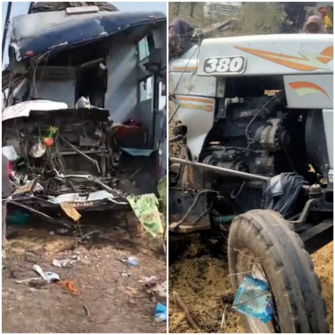 rajgarh, Bus and tractor ,highway, six injured