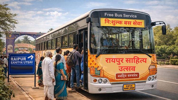 Raipur  , Free bus service , Literature Festival.