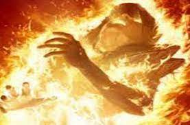 raipur, woman , burnt alive , massive fire 