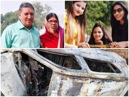 rajnandgaon, Five people, same family ,died ,fire car